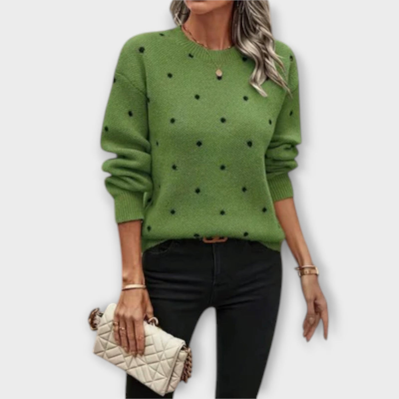 Ava – pull-over en maille décontracté à manches longues avec motif pois